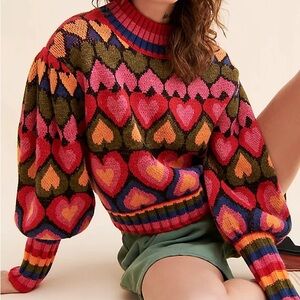 FARM Rio Full Of Hearts Jacquard Sweater
